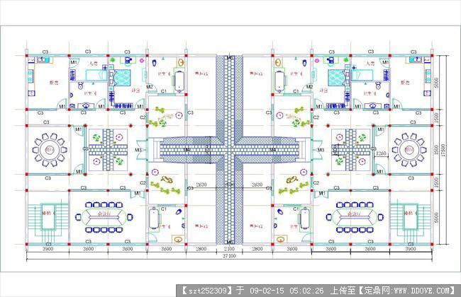 古建筑图纸-徽派别墅一层平面.jpg 原始尺寸:1423 * 921