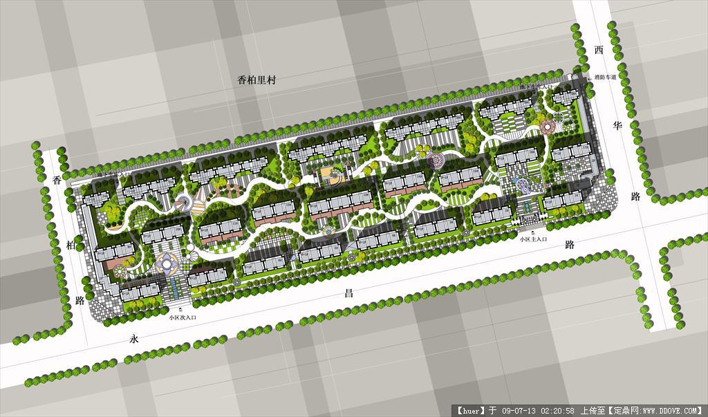 居住区规划设计CAD平面图附加彩图