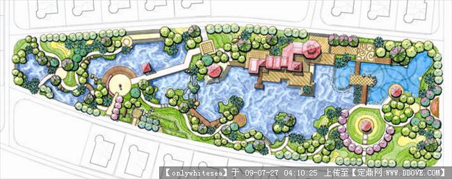 某滨水住宅小区景观设计方案手绘效果图及文本资料