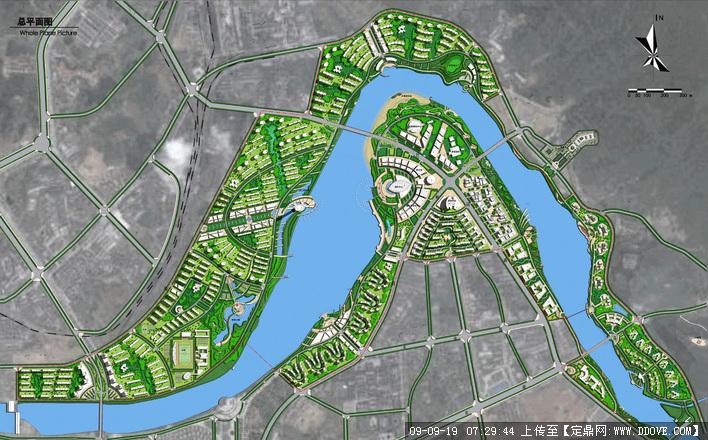 大型生态城市景观规划设计方案鸟瞰效果图()