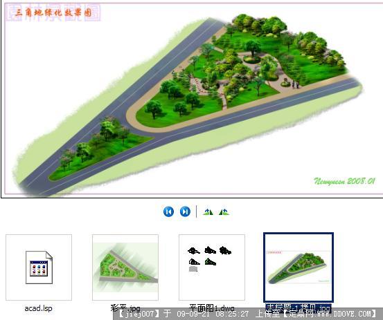 广西某县城入口三角地块景观绿化方案资料(施工图+效果图)