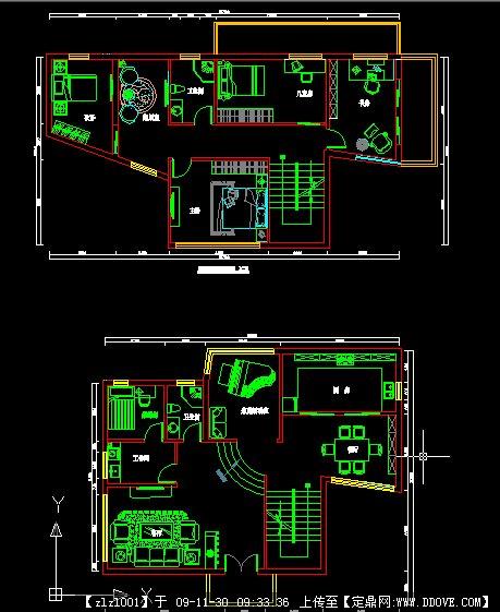 二层别墅CAD平面图