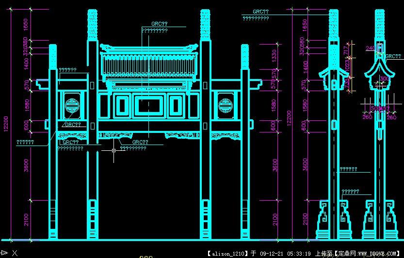 牌楼立面图的下载地址,园林施工详图,园林古建,园林_.