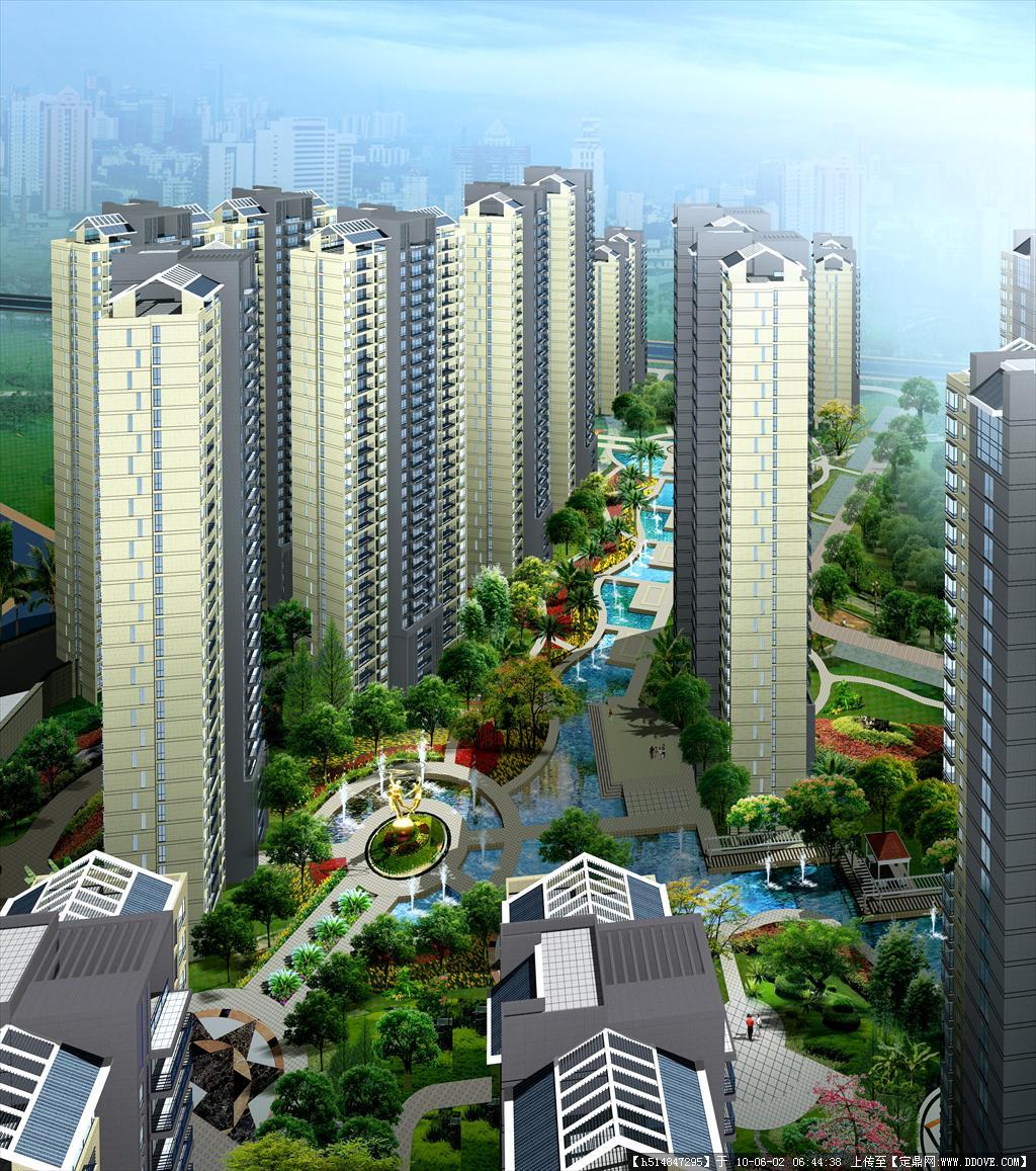 中式商业住宅小区鸟瞰效果图下载-光辉城市