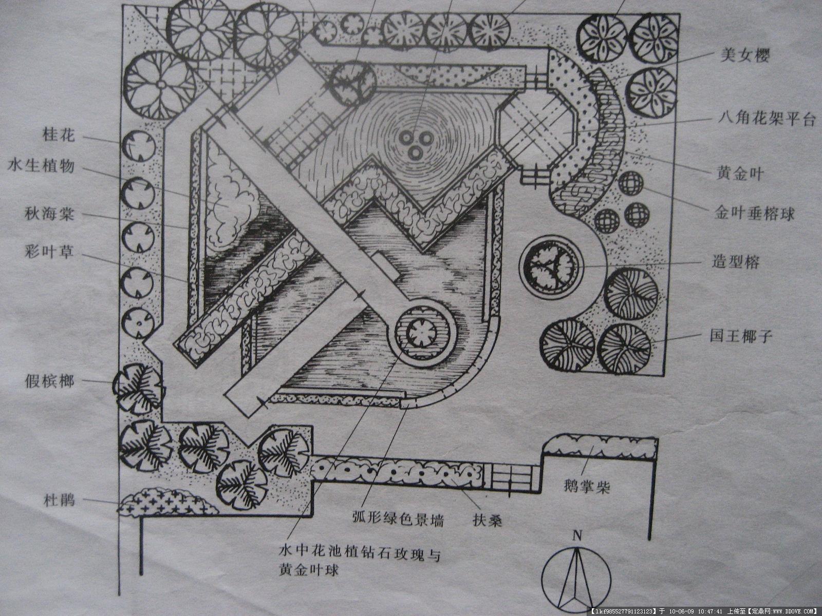 别墅庭院园林设计图纸《平面图,效果图》