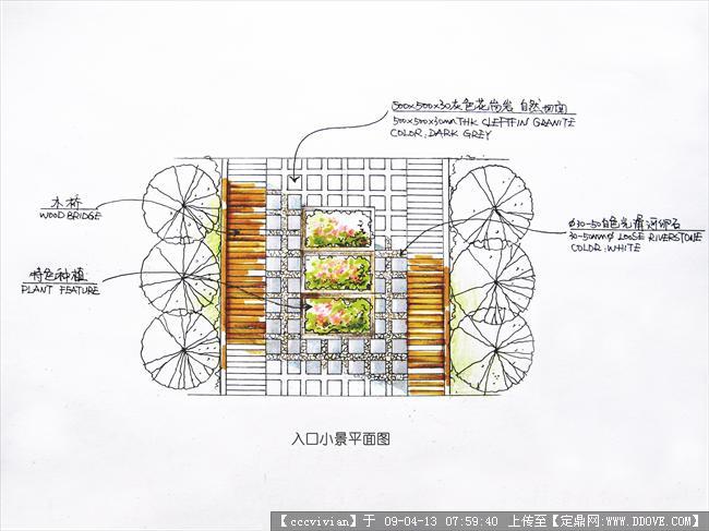 手绘小景平面图及效果图的下载地址,园林节点扩初,园桥汀步,园林景观