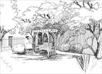 庭园景观手绘黑白稿