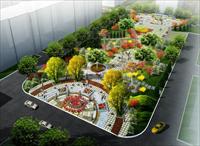 居住区中心休闲景观广场绿化方案鸟瞰效果图