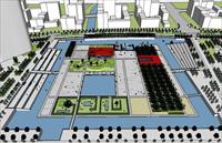 大型城市滨水景观广场全套Sketchup模型图